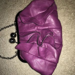 Purple (almost pink) ruffle clutch